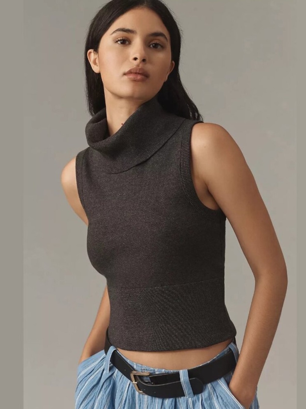 Anthropologie Pilcro Ultra High Neck Sleeveless Sweater